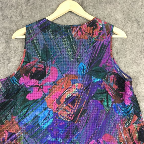 Lane Bryant Top 14 Blouse Floral Ruffle Scoop Neck Sleeveless Tan Career Casual - Picture 11 of 13